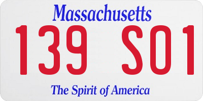 MA license plate 139SO1