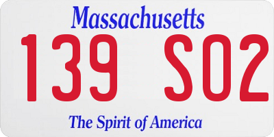 MA license plate 139SO2