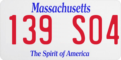 MA license plate 139SO4