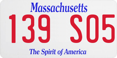 MA license plate 139SO5