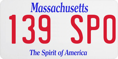 MA license plate 139SP0