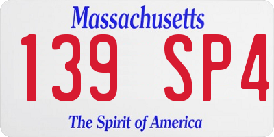 MA license plate 139SP4