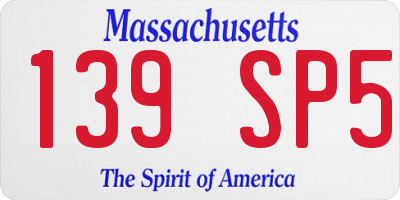 MA license plate 139SP5
