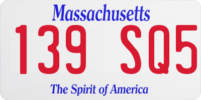 MA license plate 139SQ5