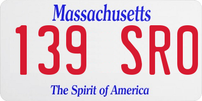 MA license plate 139SR0