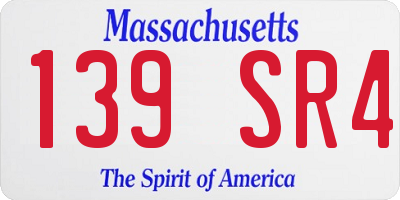 MA license plate 139SR4