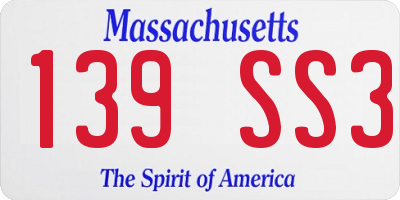 MA license plate 139SS3