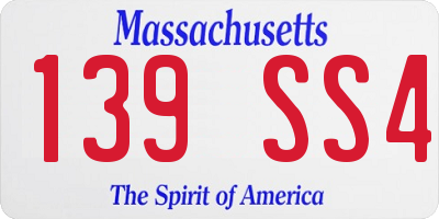 MA license plate 139SS4