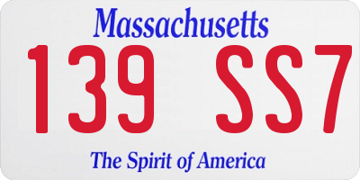 MA license plate 139SS7