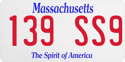 MA license plate 139SS9