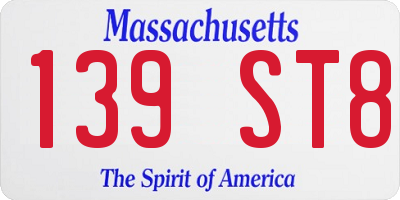 MA license plate 139ST8