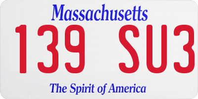 MA license plate 139SU3