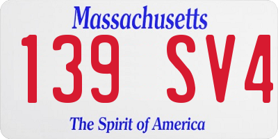 MA license plate 139SV4