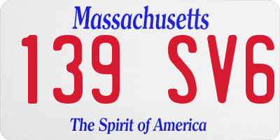 MA license plate 139SV6