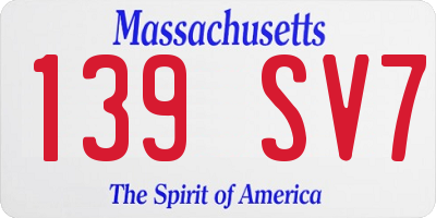 MA license plate 139SV7