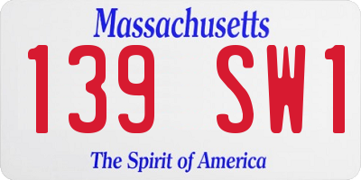 MA license plate 139SW1