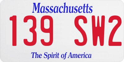 MA license plate 139SW2