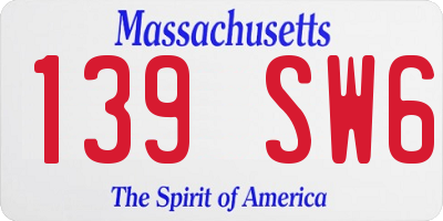 MA license plate 139SW6