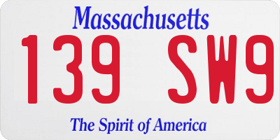 MA license plate 139SW9