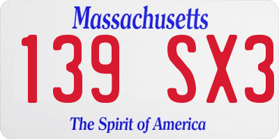 MA license plate 139SX3