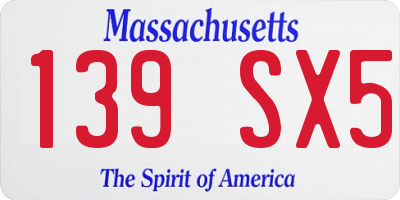 MA license plate 139SX5