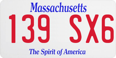 MA license plate 139SX6