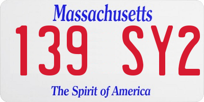 MA license plate 139SY2