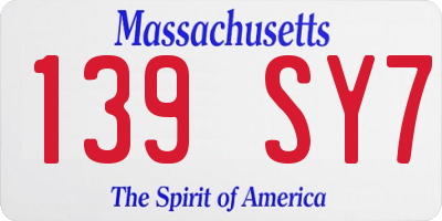 MA license plate 139SY7