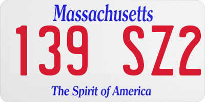 MA license plate 139SZ2