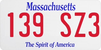 MA license plate 139SZ3