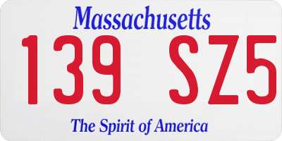 MA license plate 139SZ5