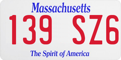 MA license plate 139SZ6