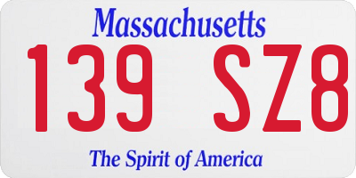 MA license plate 139SZ8
