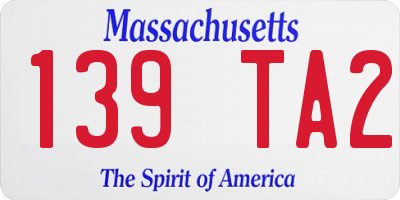 MA license plate 139TA2