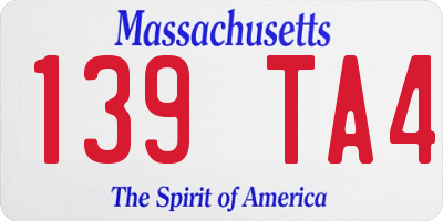 MA license plate 139TA4