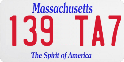 MA license plate 139TA7