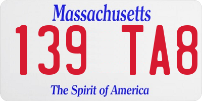 MA license plate 139TA8