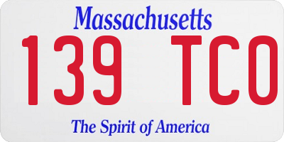 MA license plate 139TC0