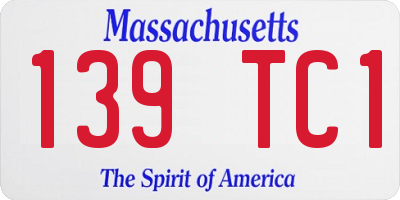 MA license plate 139TC1