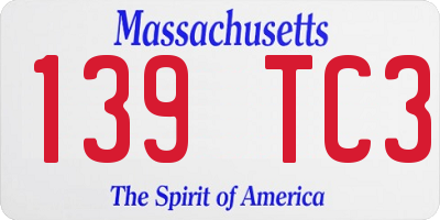 MA license plate 139TC3