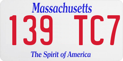 MA license plate 139TC7