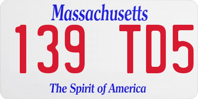 MA license plate 139TD5