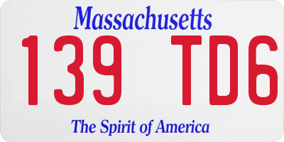 MA license plate 139TD6