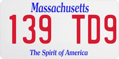 MA license plate 139TD9