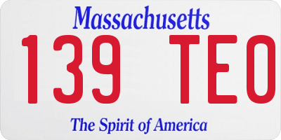 MA license plate 139TE0