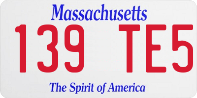 MA license plate 139TE5