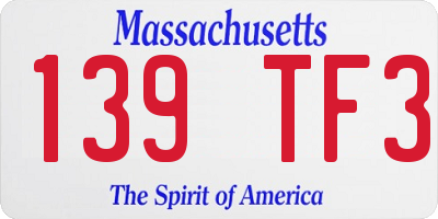 MA license plate 139TF3