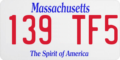 MA license plate 139TF5