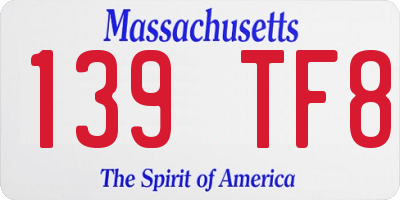 MA license plate 139TF8