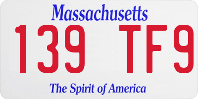 MA license plate 139TF9
